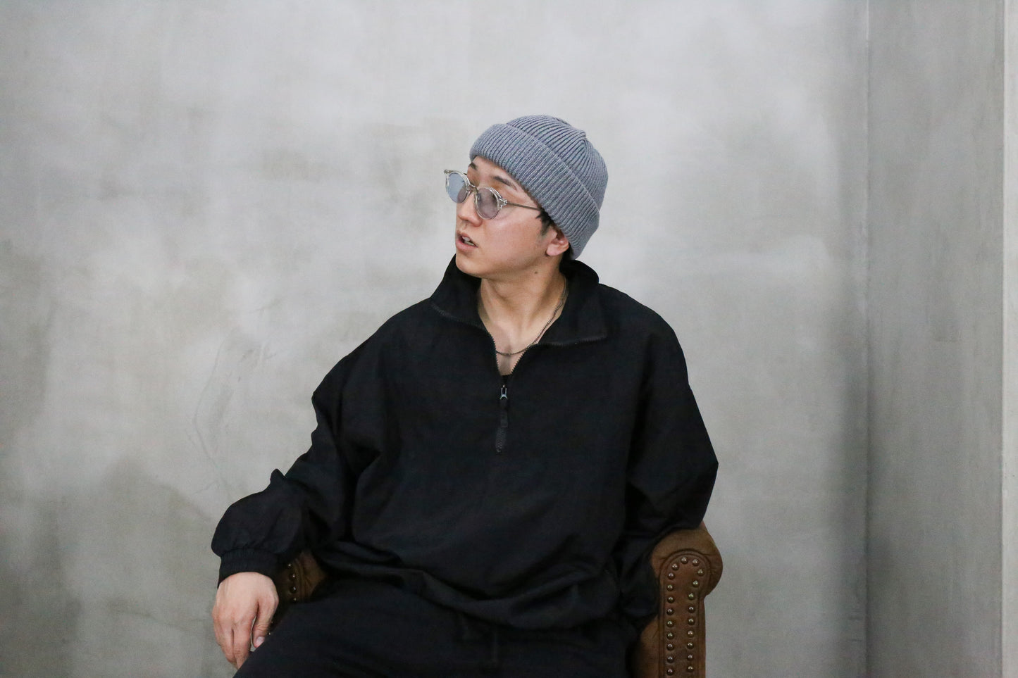 2nd Lot!!! AN YO PARLOR x 【KOROCHIKI NISHINO】GYM 《EASY EASY 》half zip Nylon Jacket (BK)