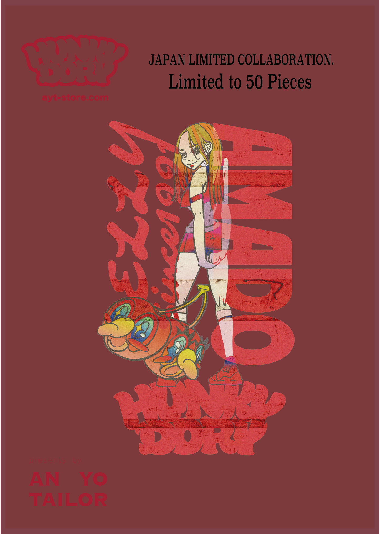 Limited 50 Pieces【 ELLY(EXID) 】x HUNKY-DORY collaboration Hoodie (WINE)